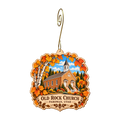 Old Rock Church mountain-free ornament design 6, OC2952, gold hanging hook