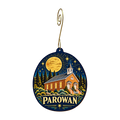 Old Rock Church mountain-free ornament design 9, OC2955, gold hanging hook