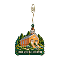 Old Rock Church mountain-free ornament design 11, OC2957, gold hanging hook