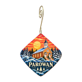Old Rock Church mountain-free ornament design 12, OC2958, gold hanging hook