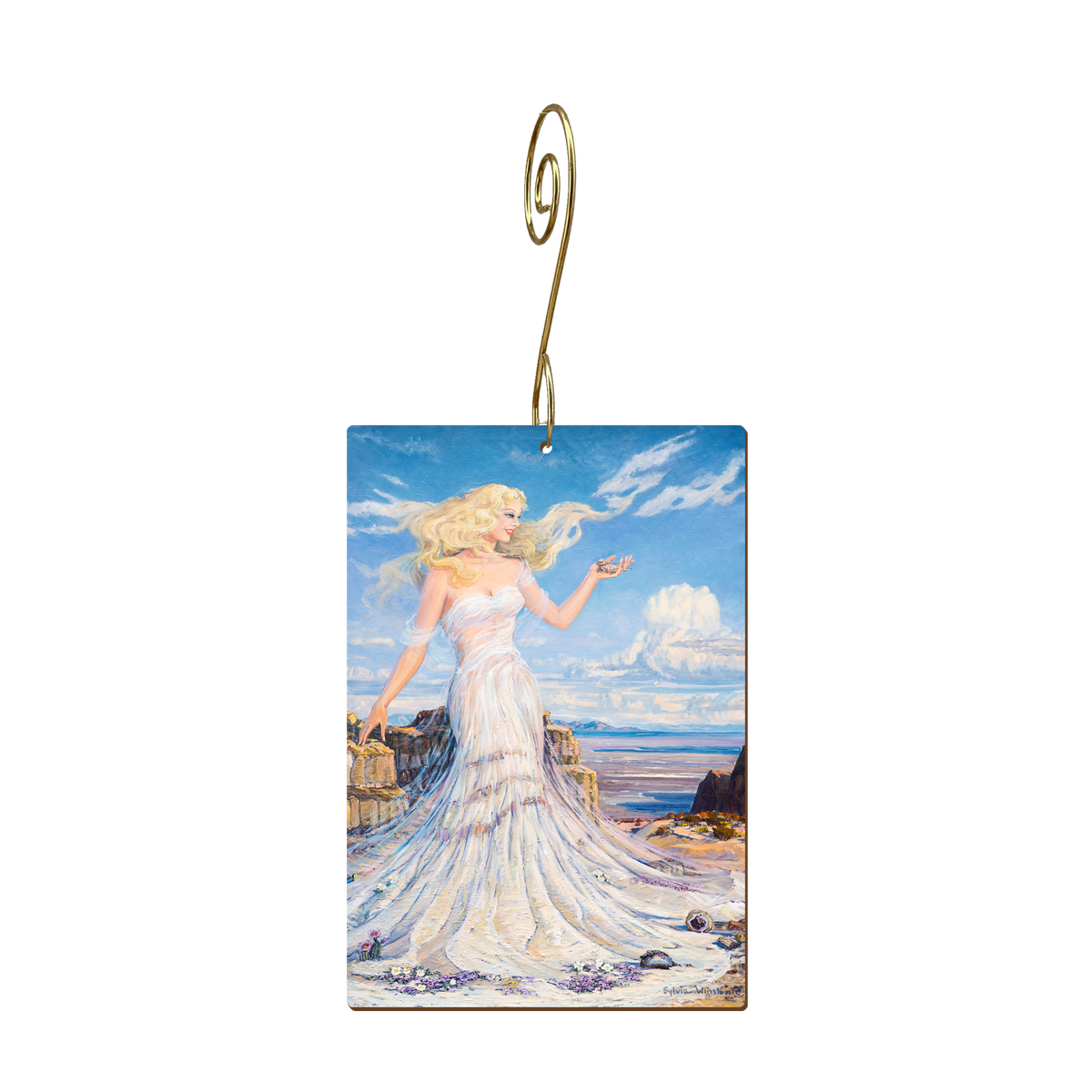Spirit of the Desert wood ornament for Maturango Museum, 2.48 by 3.63 inches, with gold spiral hook
