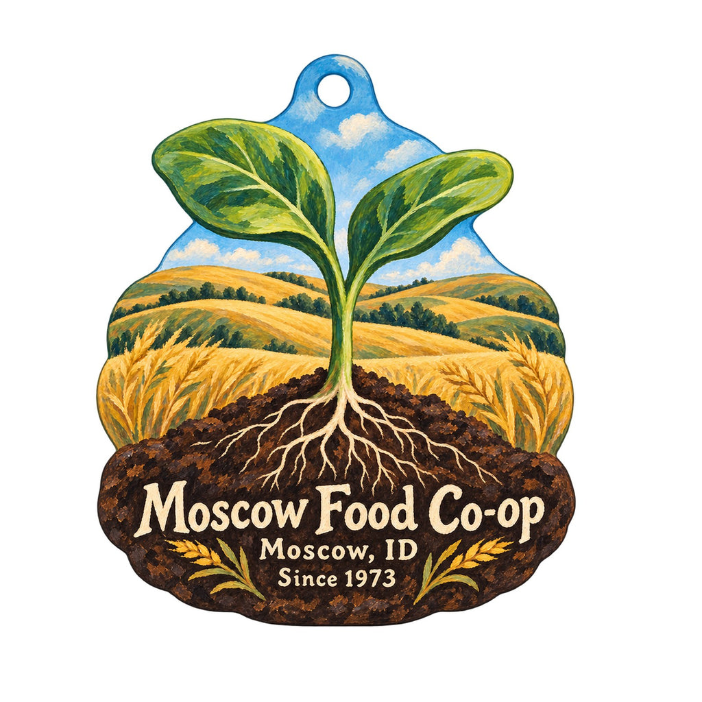 Moscow Food Co-op Logo custom wood ornament OC296 on white