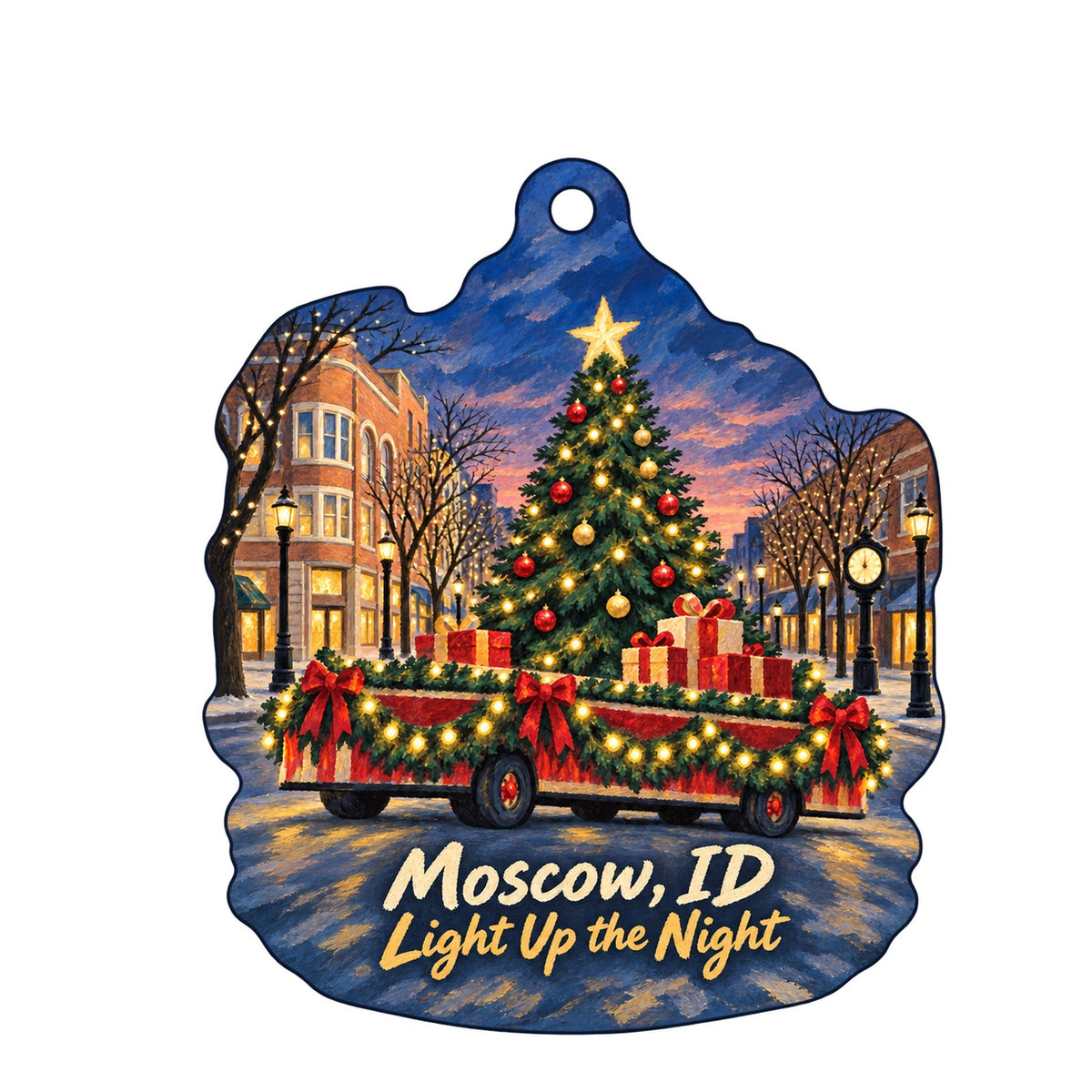 Moscow Food Co-op Christmas custom wood ornament OC297 on white