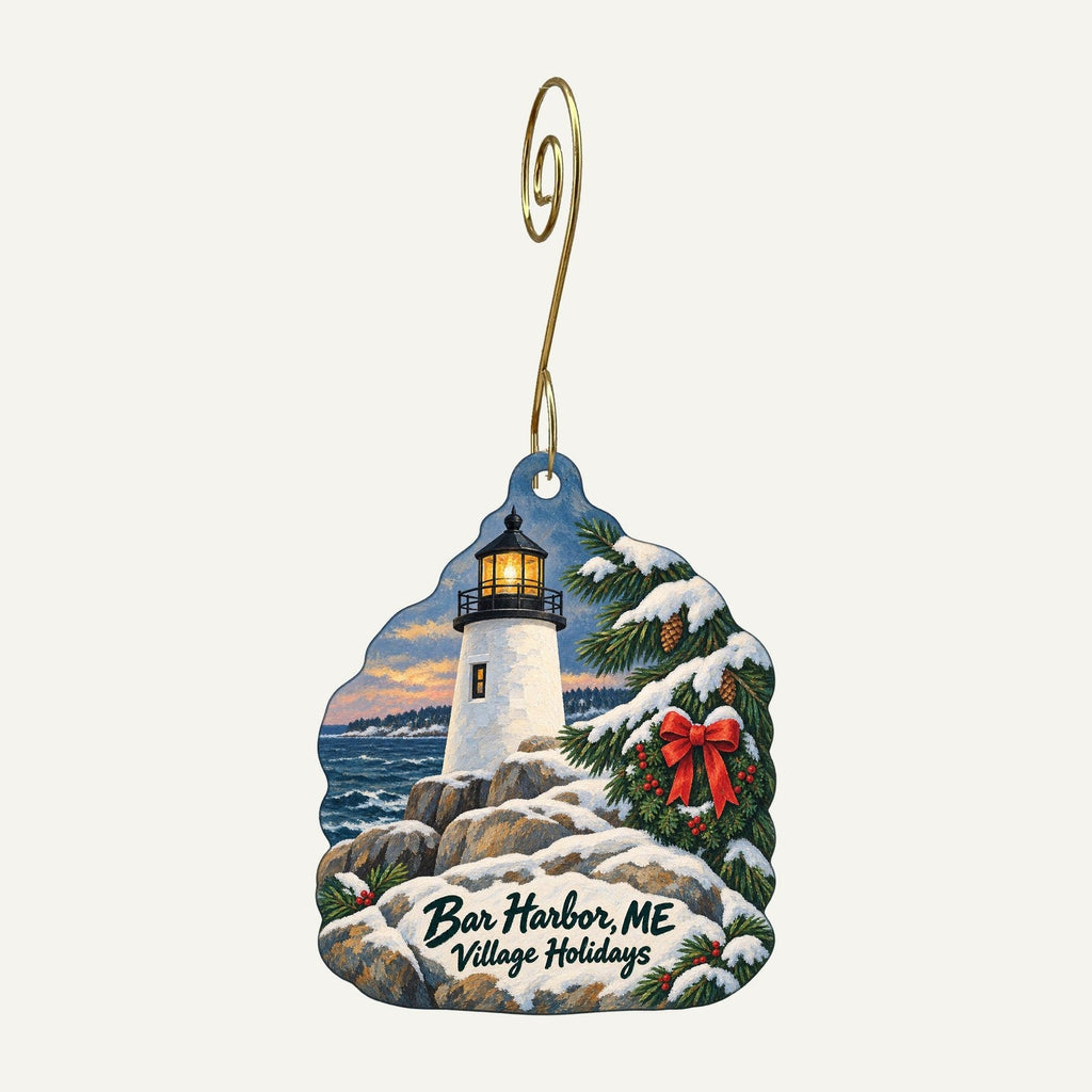 The Acadia Corporation / The Acadia Shops Christmas custom wood ornament OC303 hanging on hook