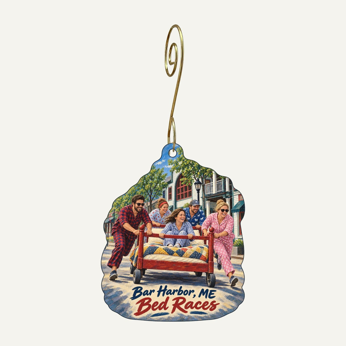 The Acadia Corporation / The Acadia Shops Town Icon custom wood ornament OC304 hanging on hook