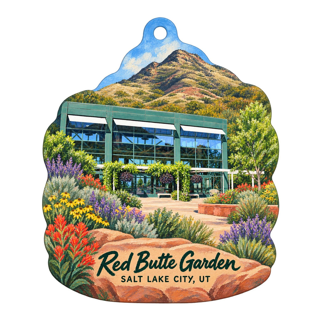 Red Butte Garden and Arboretum - Gift Shop Logo custom wood ornament OC305 on white