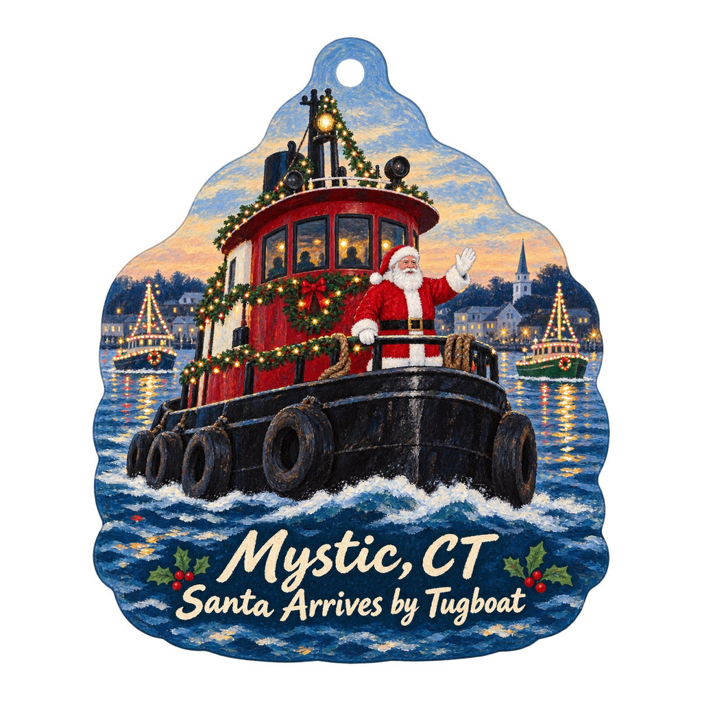 Tidal River Clothing Co. Christmas custom wood ornament OC309 on white