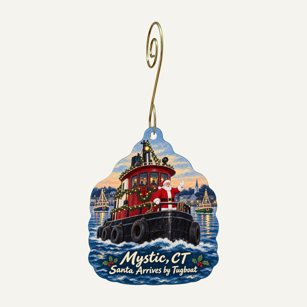 Tidal River Clothing Co. Christmas custom wood ornament OC309 hanging on hook