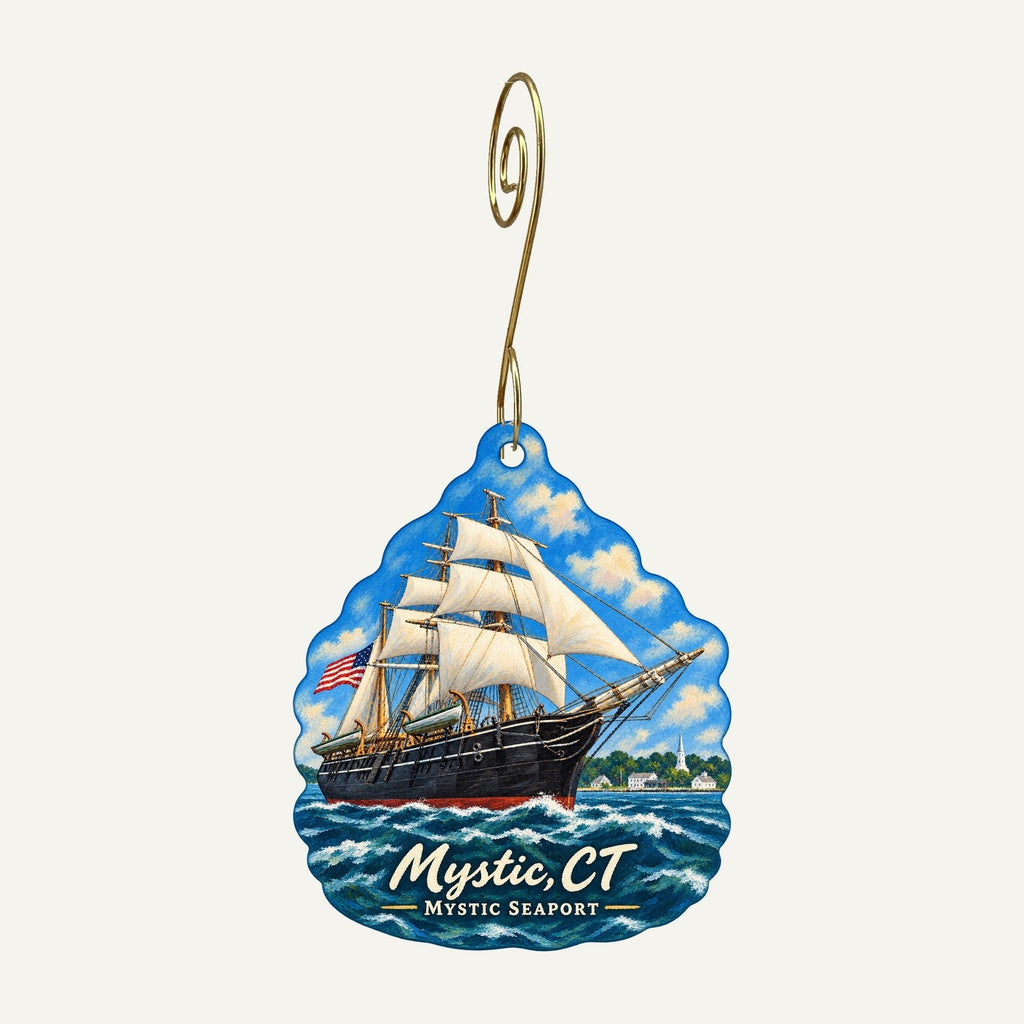 Tidal River Clothing Co. Town Icon custom wood ornament OC310 hanging on hook