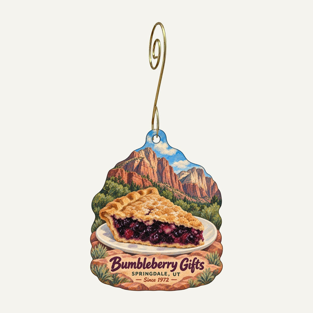 Bumbleberry Gift Shop and Bakery Logo custom wood ornament OC311 hanging on hook