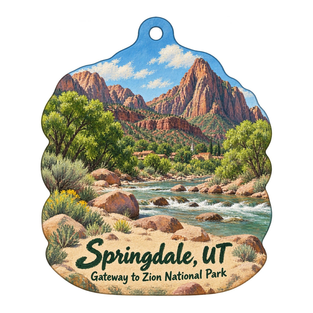 Bumbleberry Gift Shop and Bakery Town Icon custom wood ornament OC313 on white