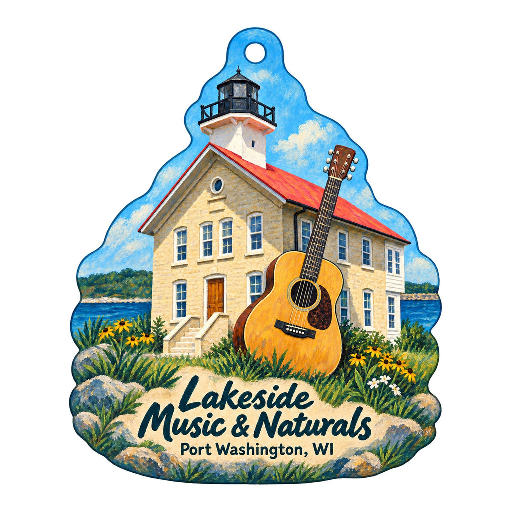 Lakeside Music & Naturals Logo custom wood ornament OC317 on white