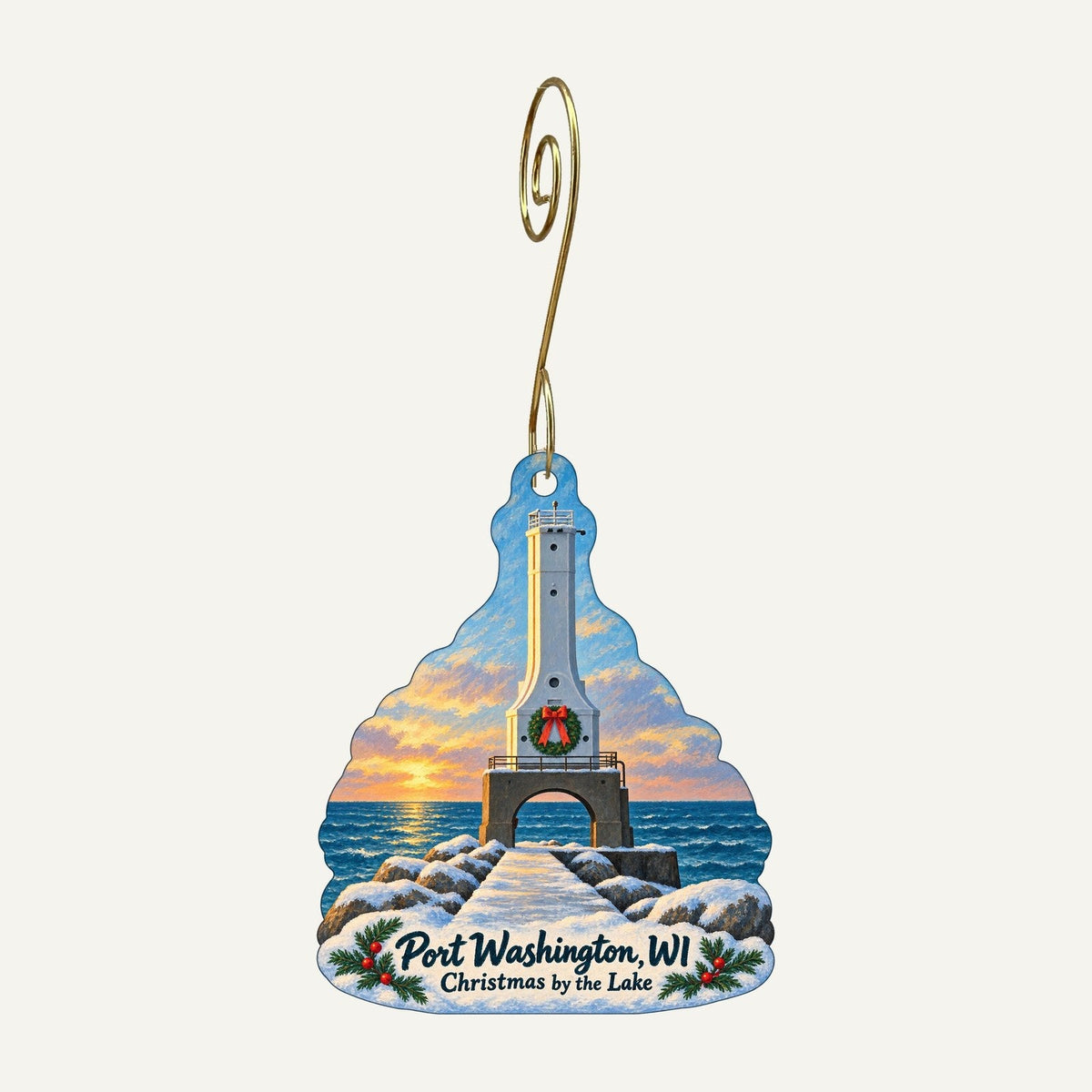 Lakeside Music & Naturals Christmas custom wood ornament OC318 hanging on hook