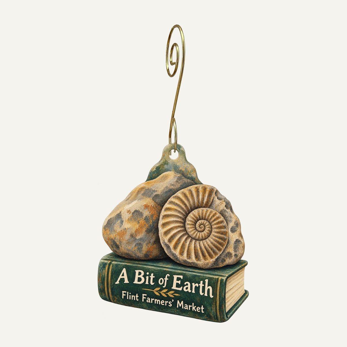 A Bit of Earth Logo custom wood ornament OC323 hanging on hook