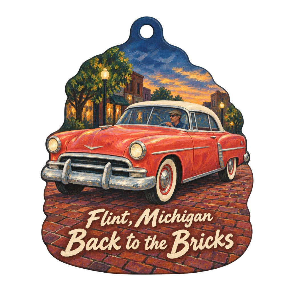 A Bit of Earth Town Icon custom wood ornament OC325 on white