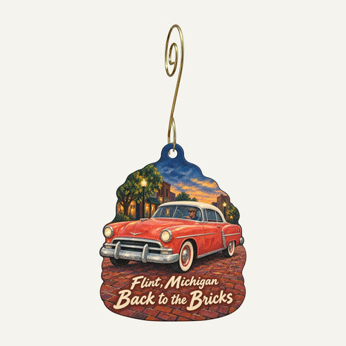 A Bit of Earth Town Icon custom wood ornament OC325 hanging on hook
