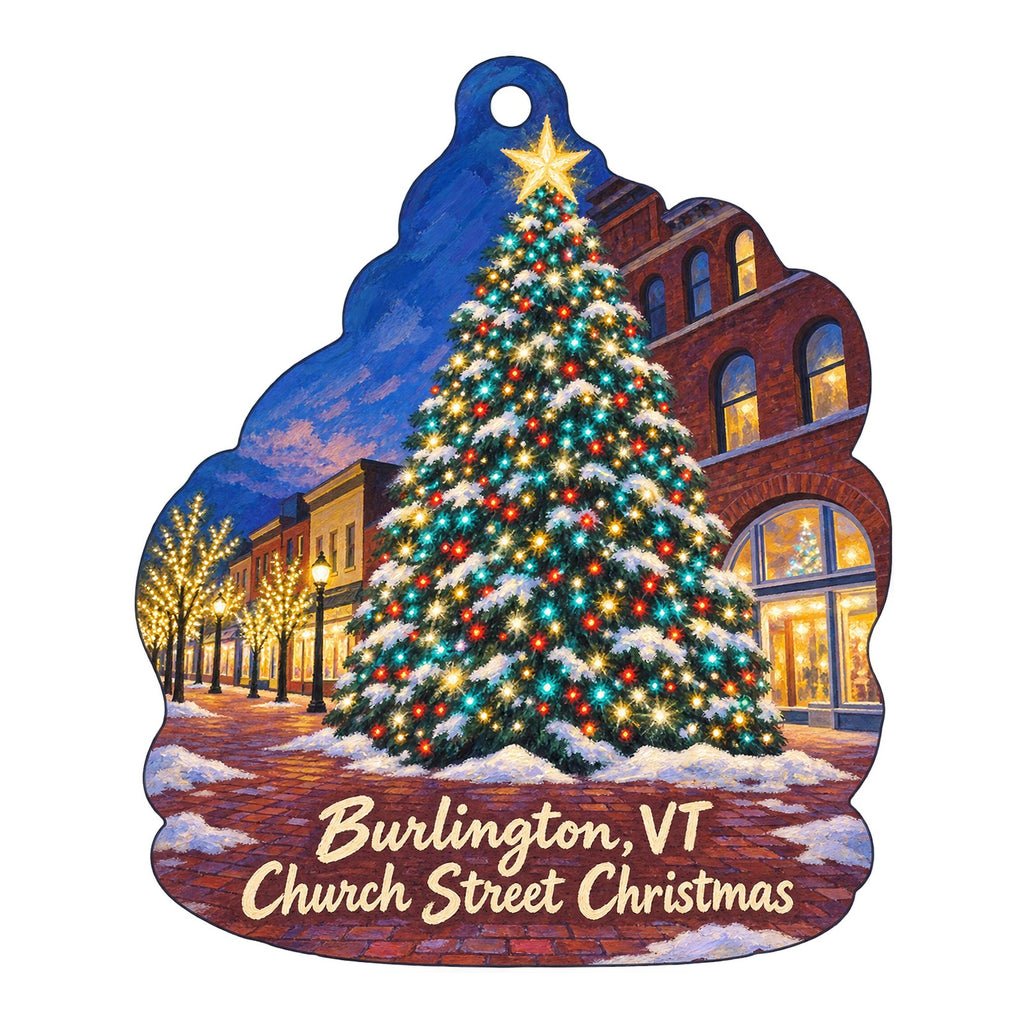 Zinnia Burlington Christmas custom wood ornament OC333 on white