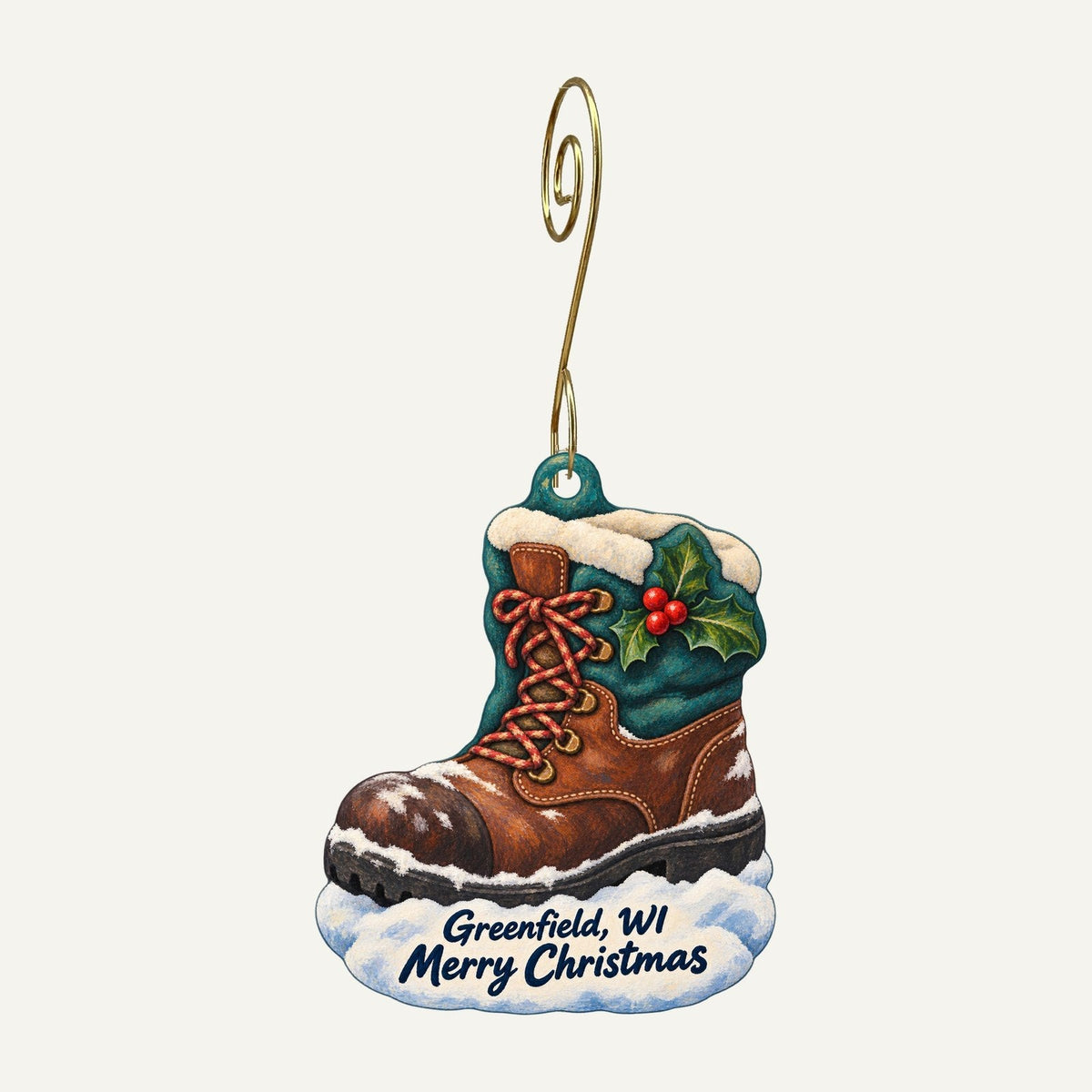 Stan's Fit for Your Feet Christmas custom wood ornament OC339 hanging on hook