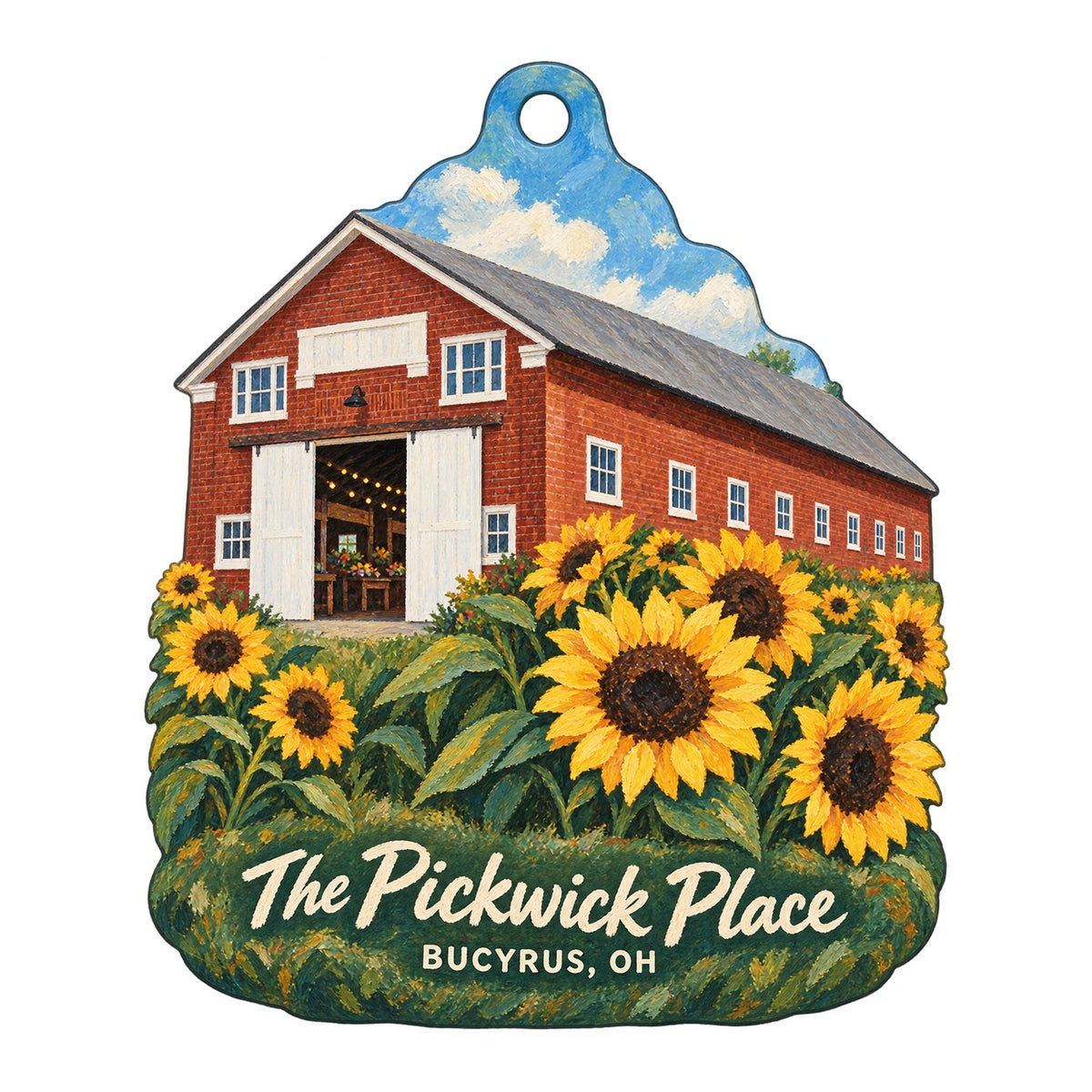 The Pickwick Place Logo custom wood ornament OC344 on white