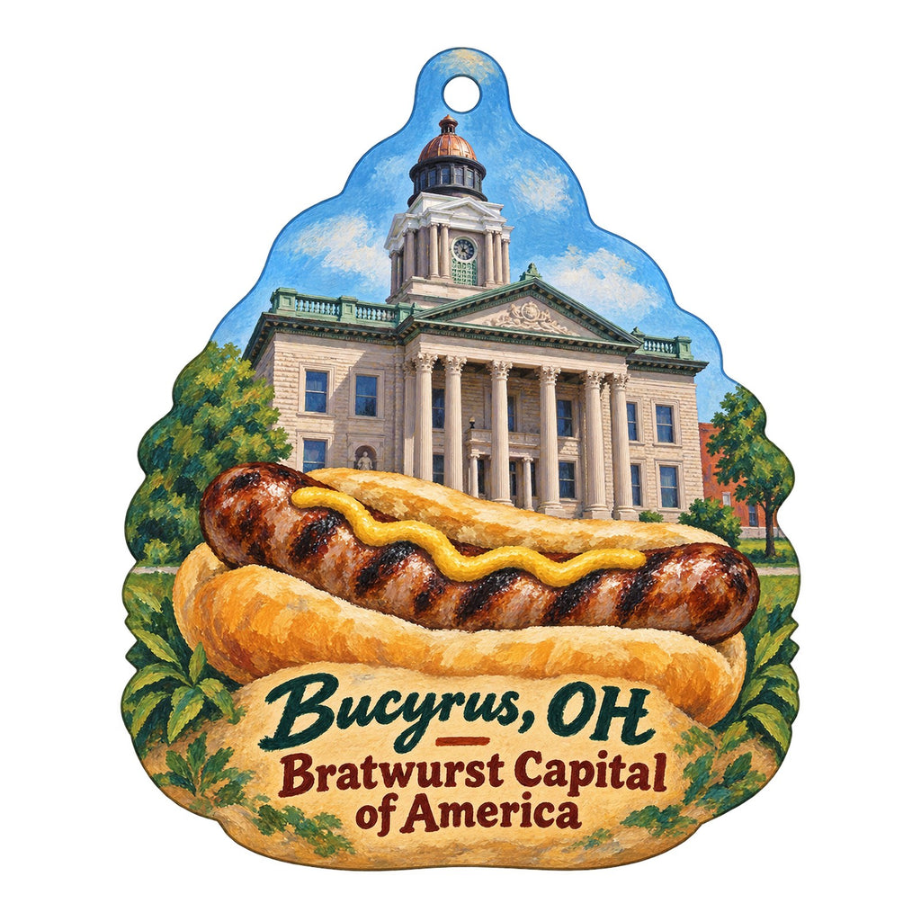 The Pickwick Place Town Icon custom wood ornament OC346 on white