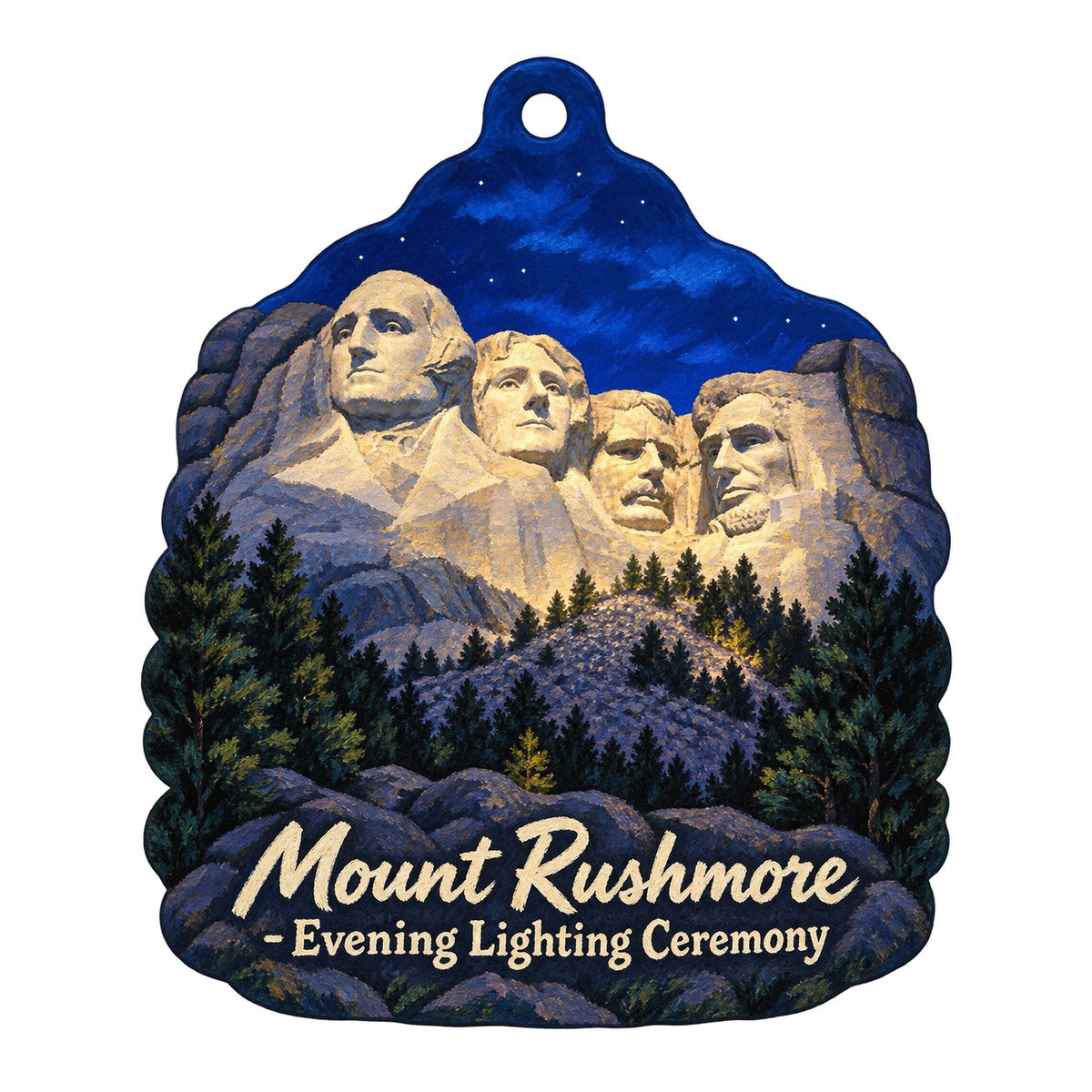 Mount Rushmore Gift Shop Town Icon custom wood ornament OC349 on white