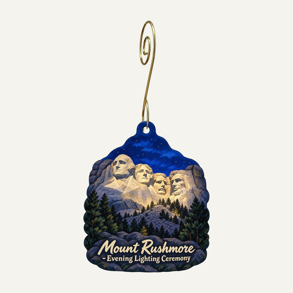 Mount Rushmore Gift Shop Town Icon custom wood ornament OC349 hanging on hook