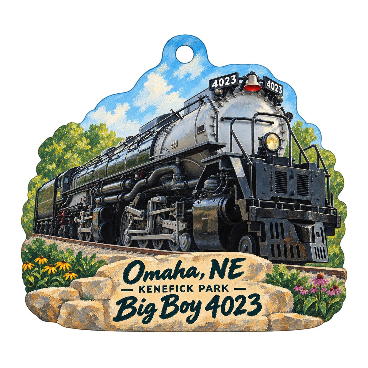Lauritzen Gardens Town Icon custom wood ornament OC352 on white