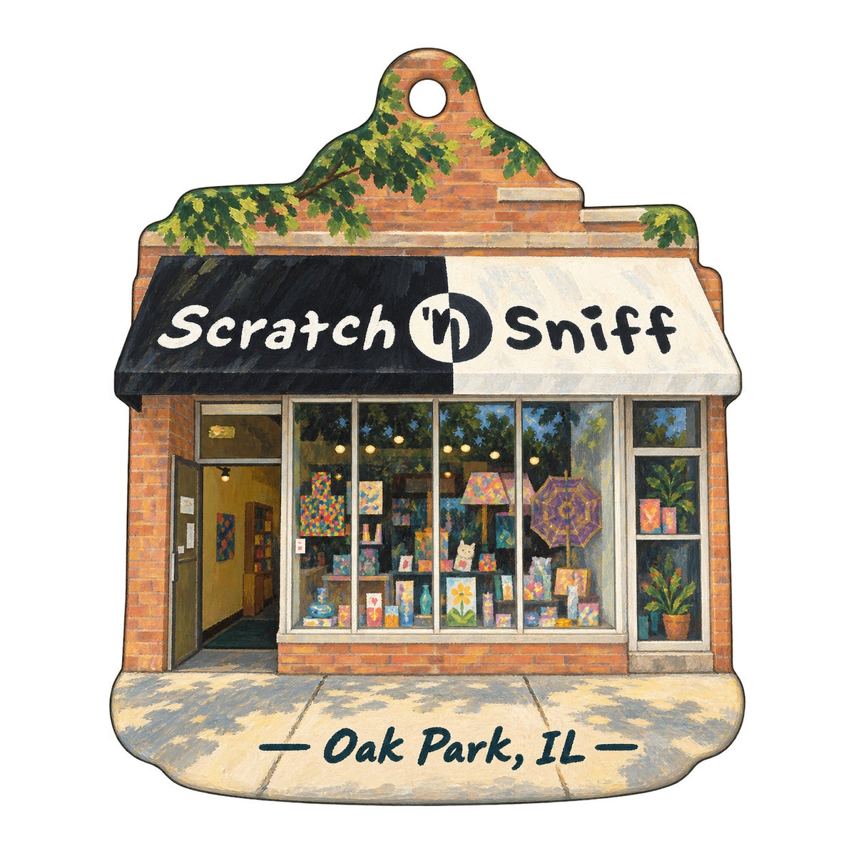 Scratch N Sniff Logo custom wood ornament OC353 on white