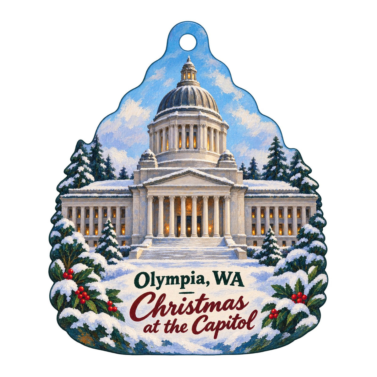 Lily's What To Where Boutique Christmas custom wood ornament OC357 on white