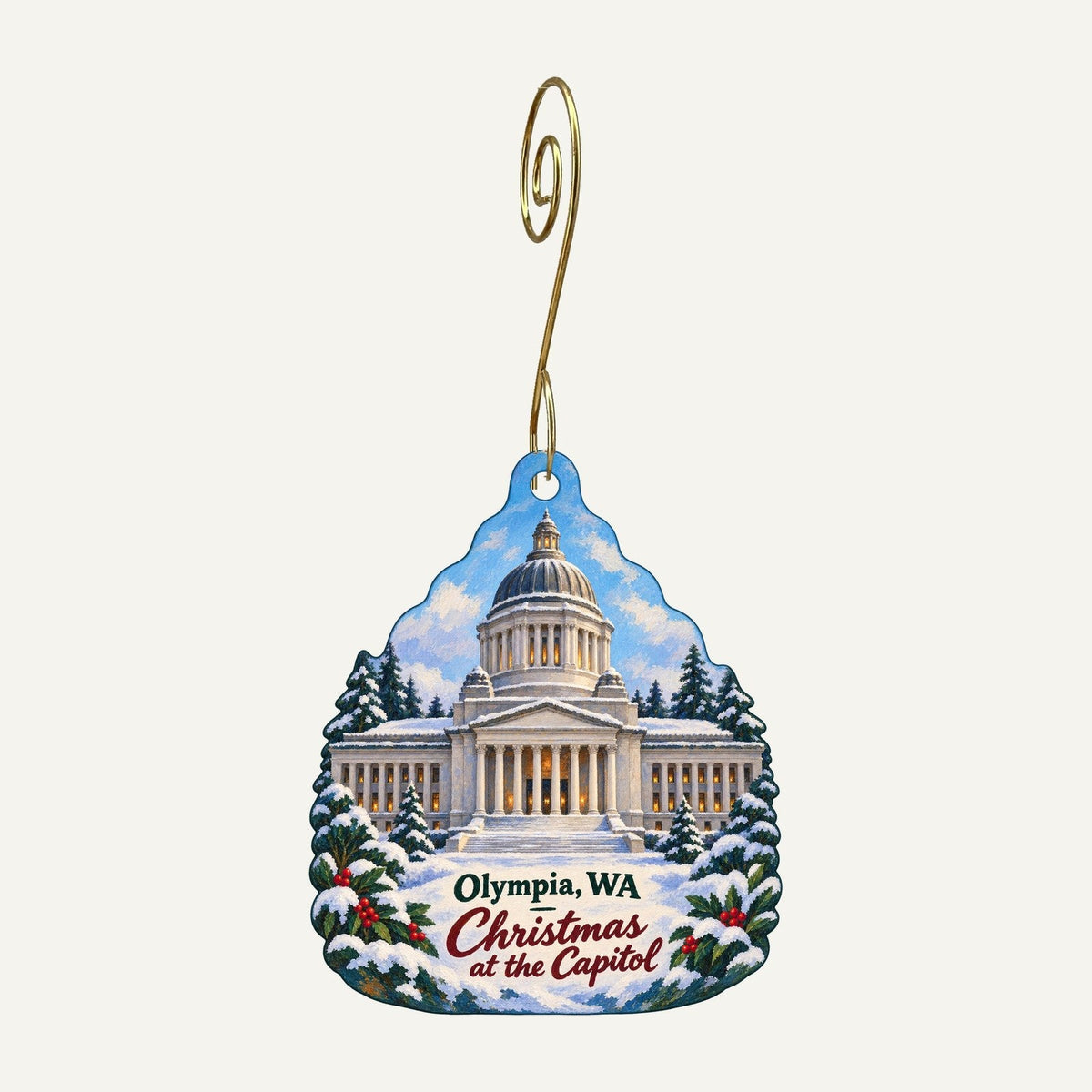 Lily's What To Where Boutique Christmas custom wood ornament OC357 hanging on hook