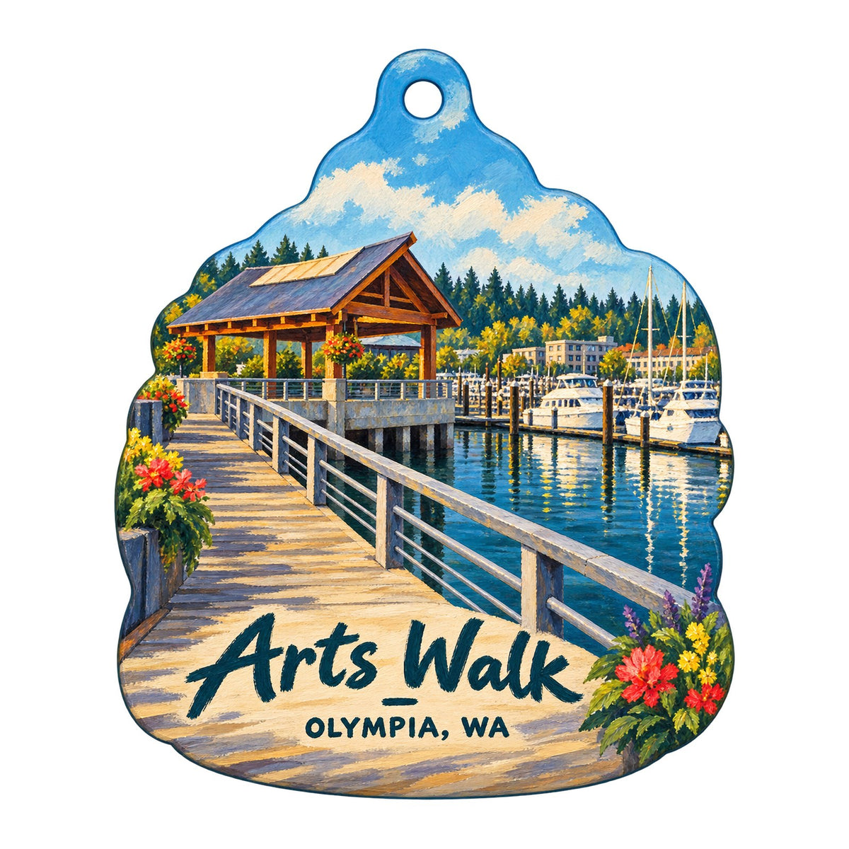 Lily's What To Where Boutique Town Icon custom wood ornament OC358 on white