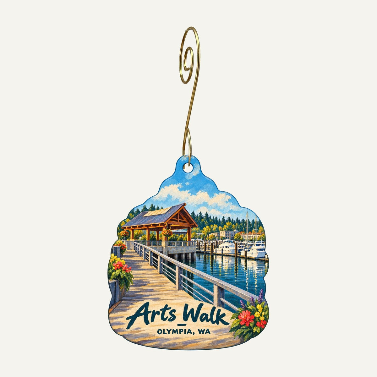 Lily's What To Where Boutique Town Icon custom wood ornament OC358 hanging on hook