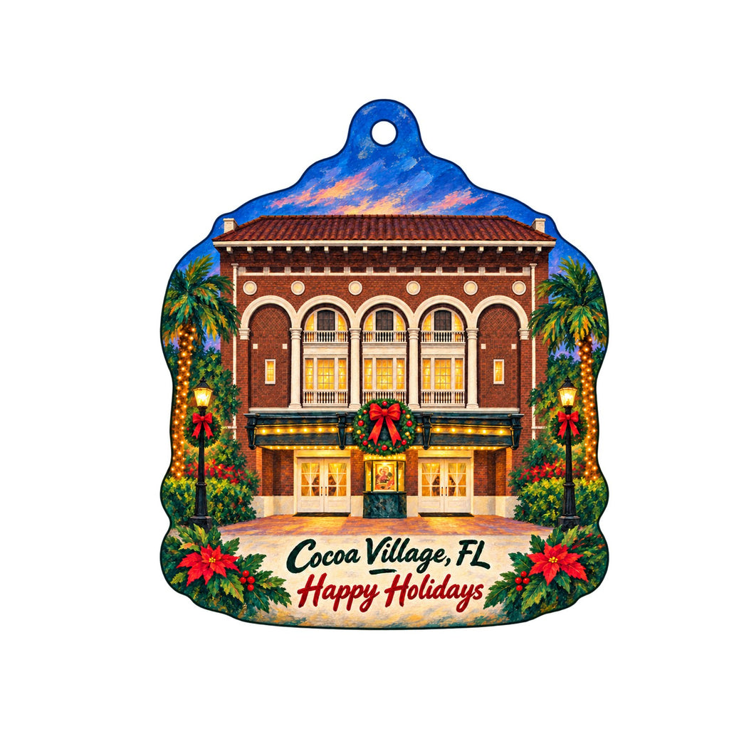 Naturally Inspired Orlando Christmas custom wood ornament OC360 on white