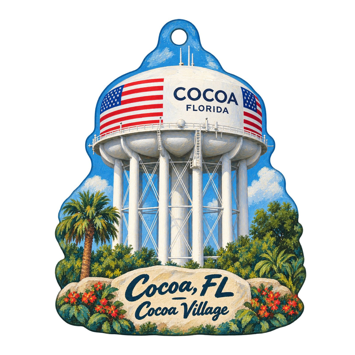 Naturally Inspired Orlando Town Icon custom wood ornament OC361 on white