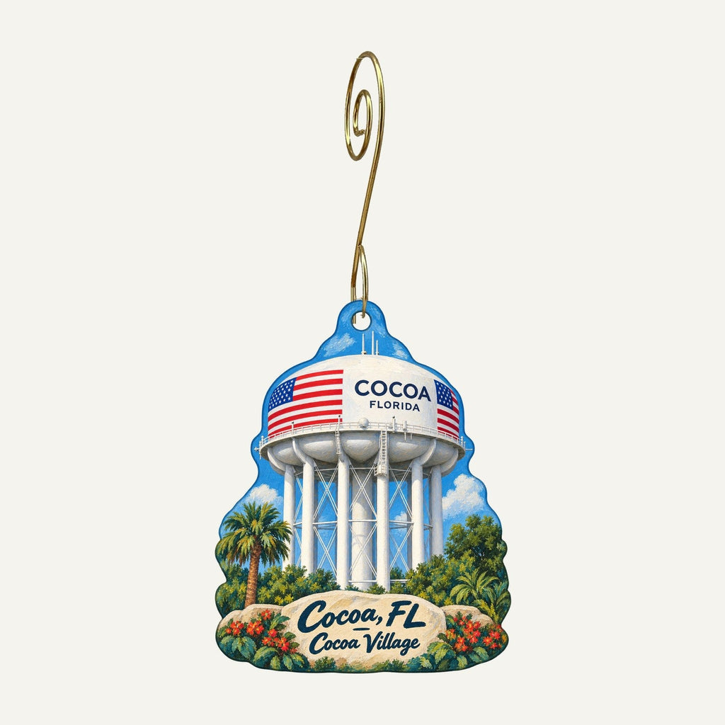 Naturally Inspired Orlando Town Icon custom wood ornament OC361 hanging on hook