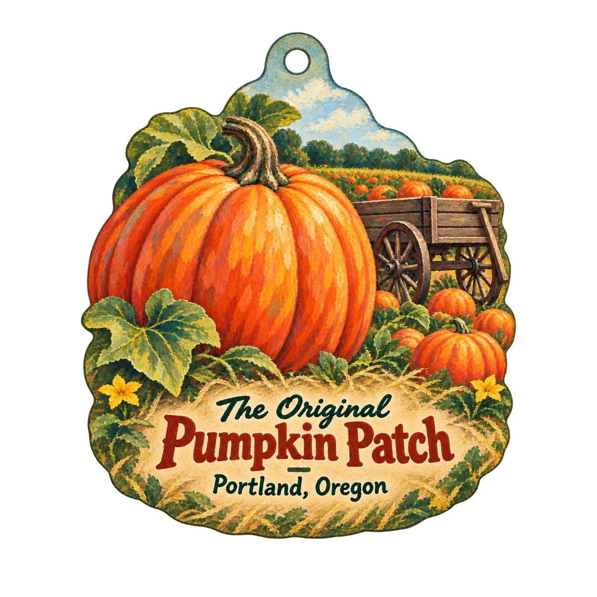The Original Pumpkin Patch Logo custom wood ornament OC362 on white