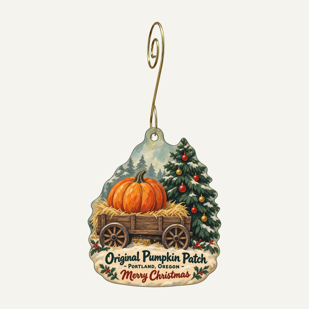 The Original Pumpkin Patch Christmas custom wood ornament OC363 hanging on hook
