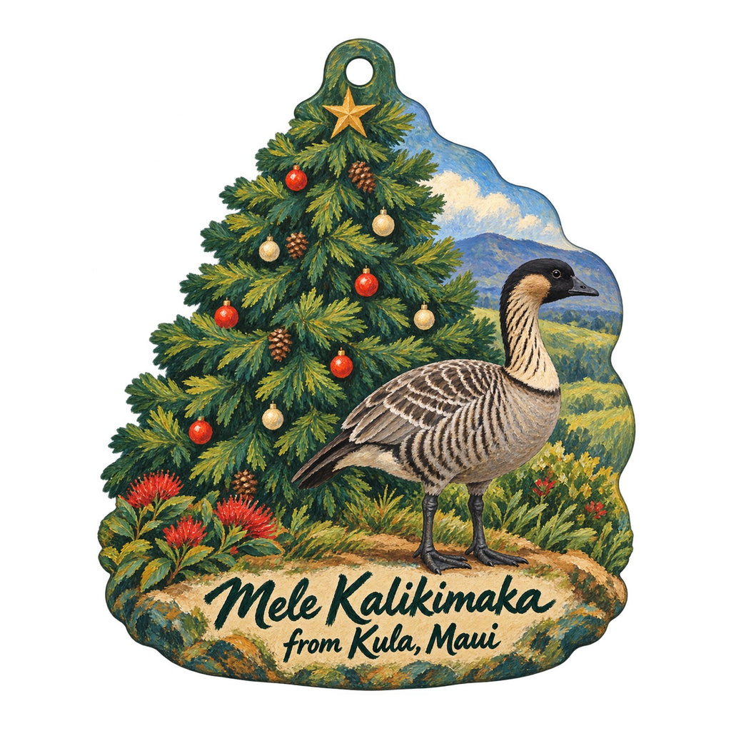 Kula Botanical Garden Christmas custom wood ornament OC369 on white