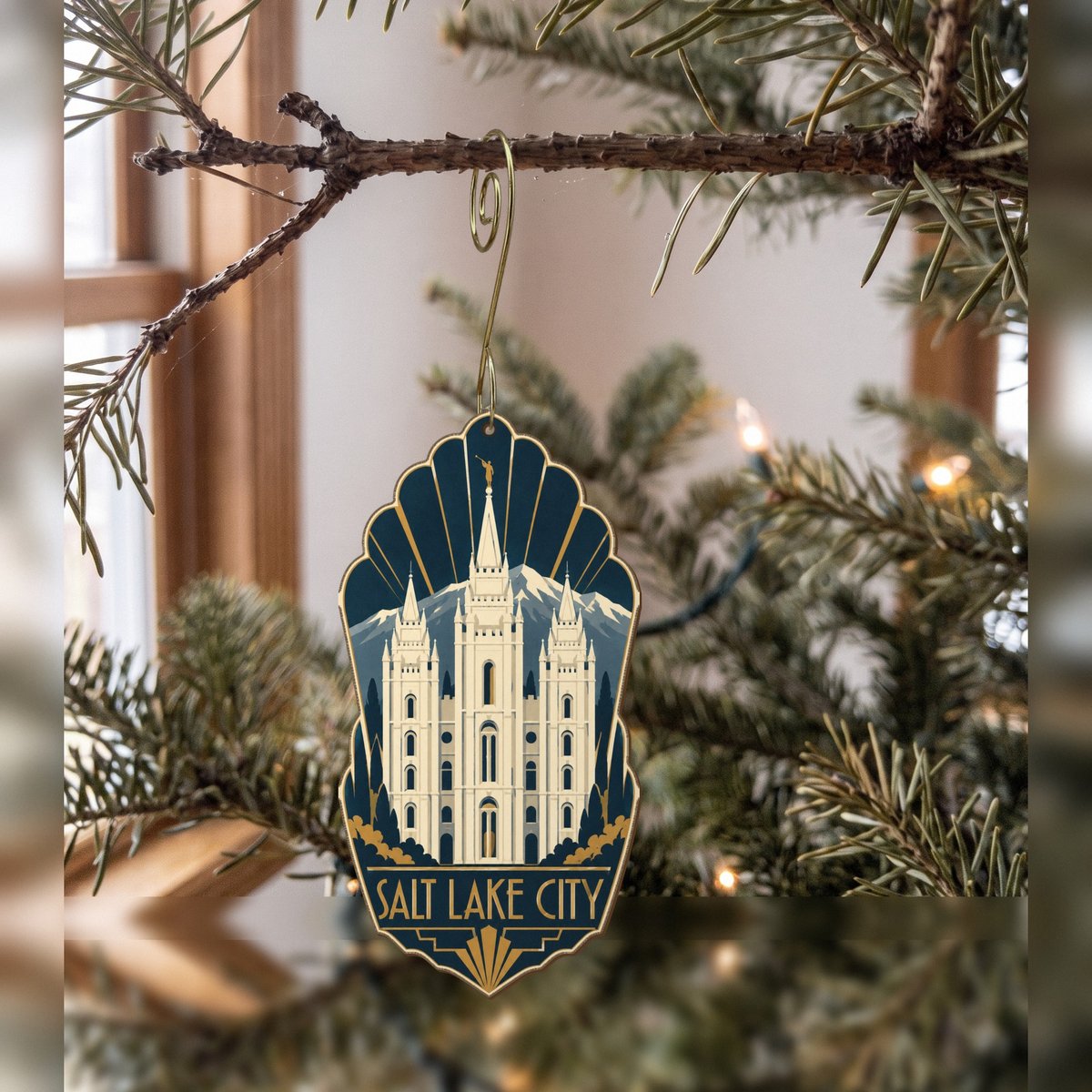 UT Salt Lake City Art Deco Custom Wood Ornament (OC36)
