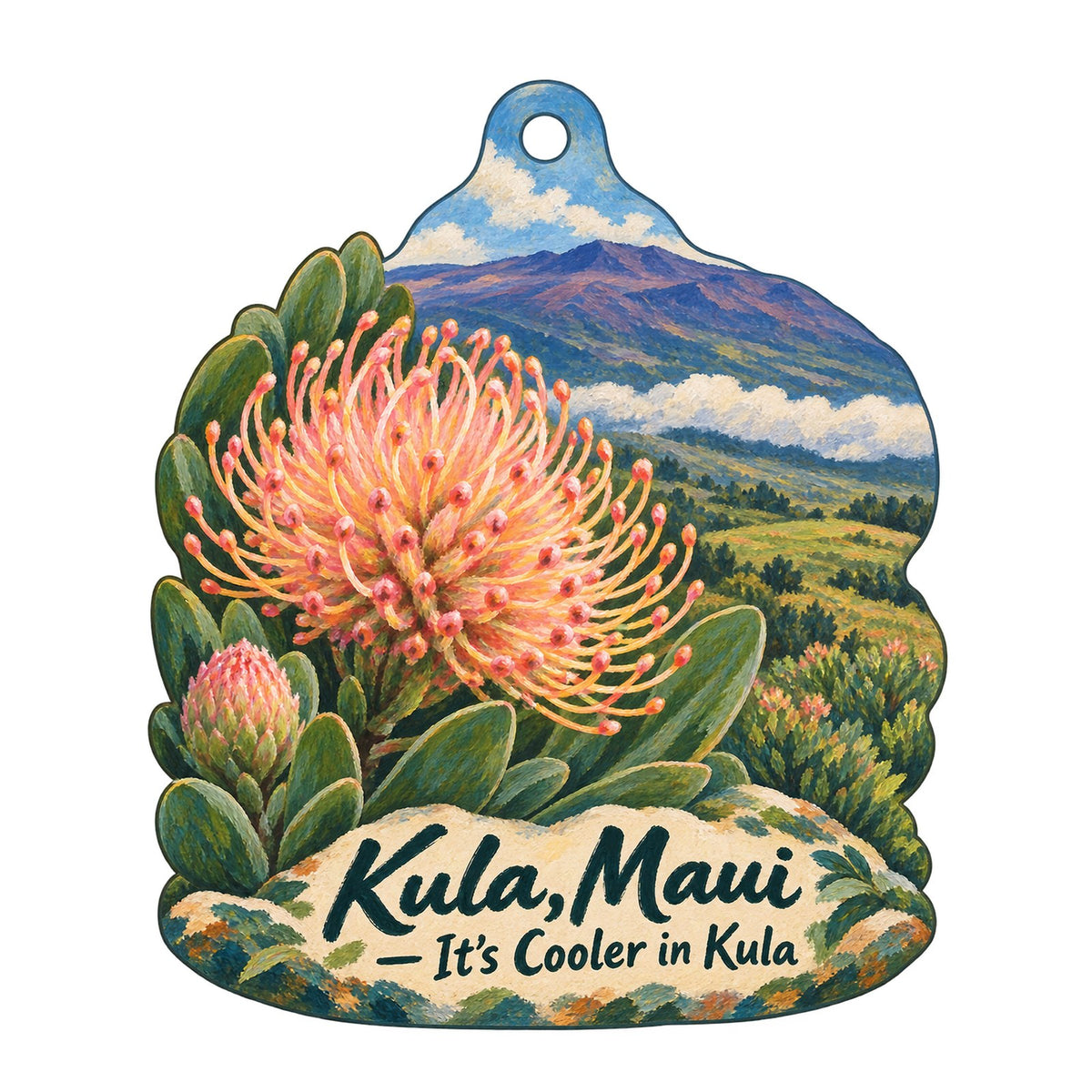 Kula Botanical Garden Town Icon custom wood ornament OC370 on white