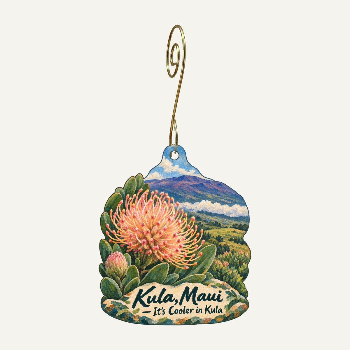 Kula Botanical Garden Town Icon custom wood ornament OC370 hanging on hook
