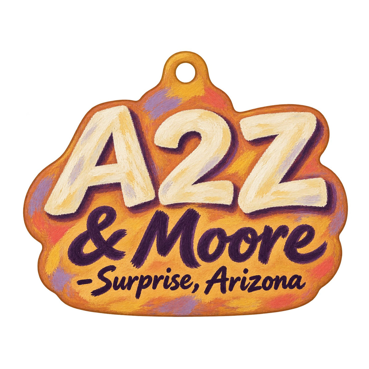 A2Z & Moore Logo custom wood ornament OC371 on white