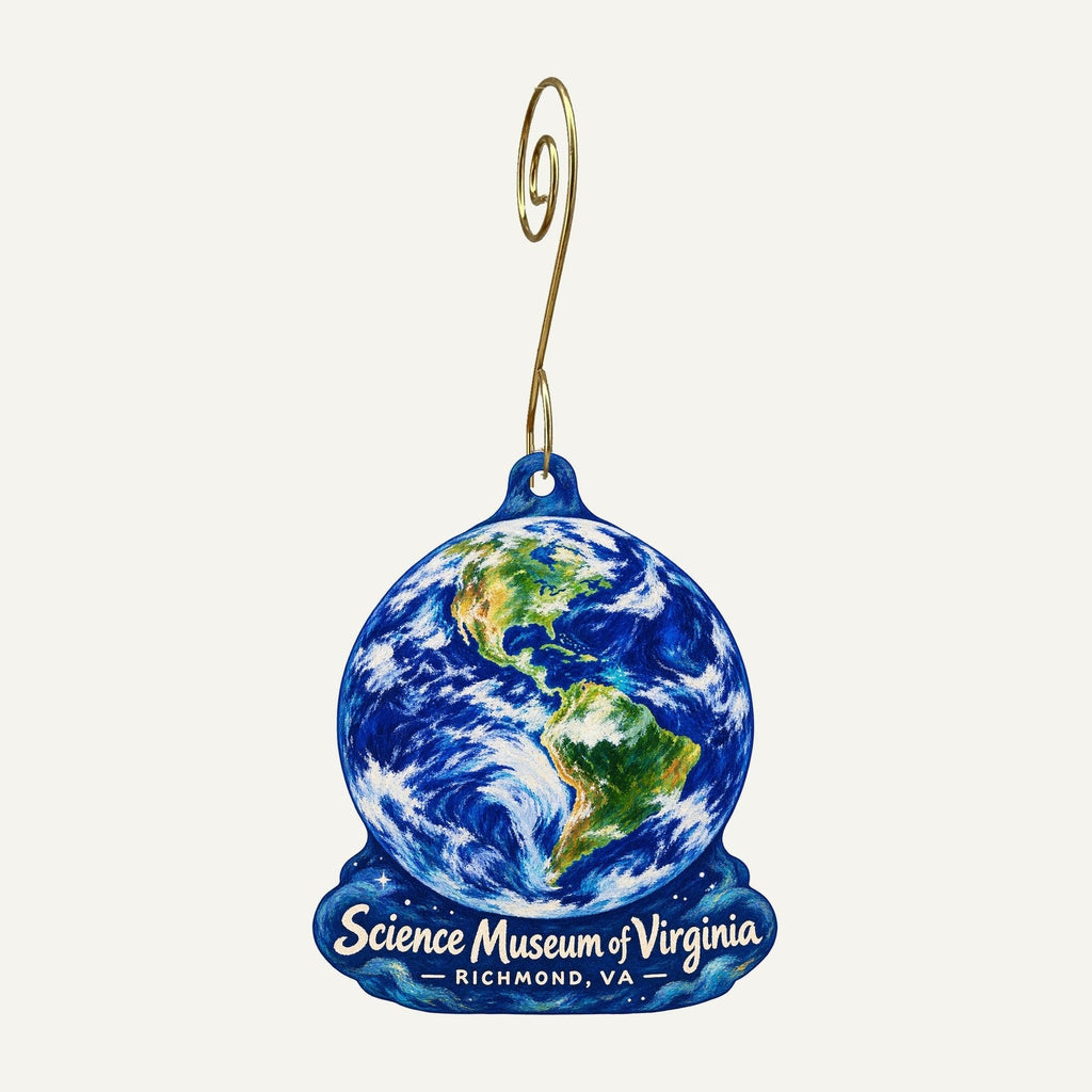 Science Museum of Virginia Logo custom wood ornament OC374 hanging on hook