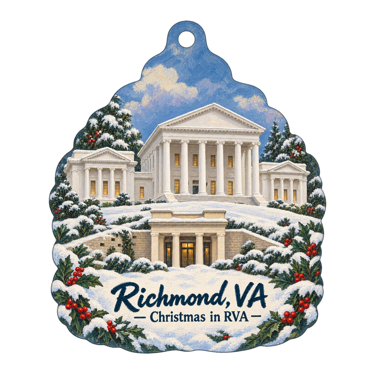 Science Museum of Virginia Christmas custom wood ornament OC375 on white