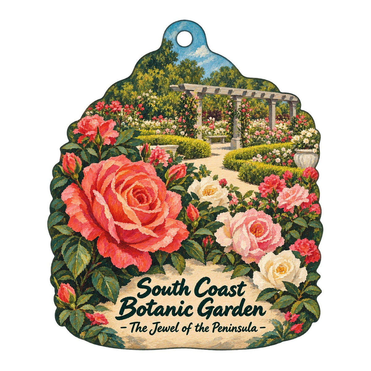 South Coast Botanic Garden Town Icon custom wood ornament OC382 on white