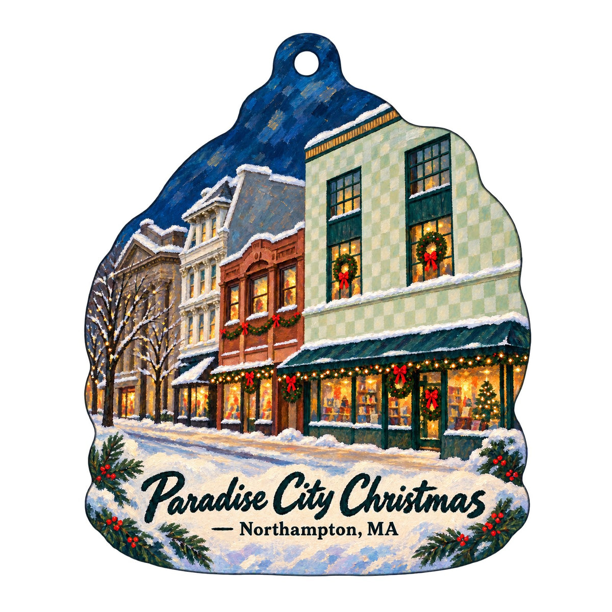 the blue marble Christmas custom wood ornament OC384 on white