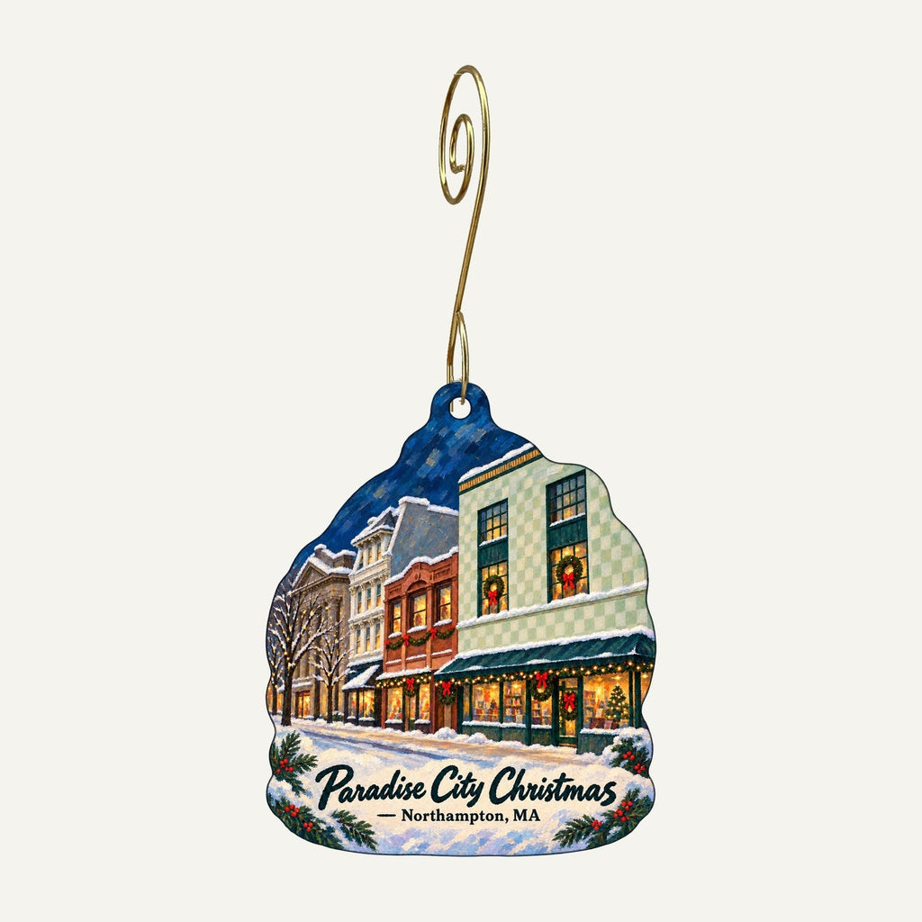 the blue marble Christmas custom wood ornament OC384 hanging on hook