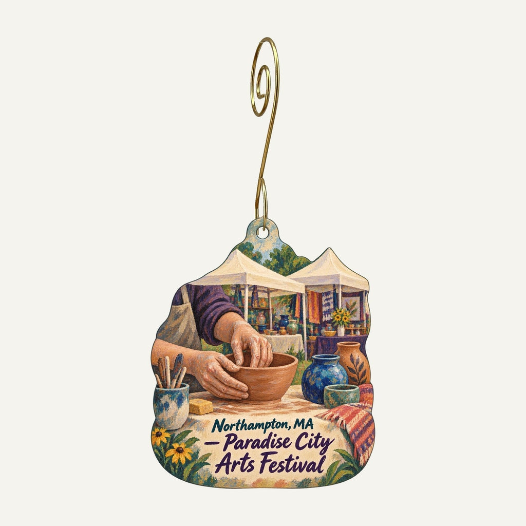 the blue marble Town Icon custom wood ornament OC385 hanging on hook