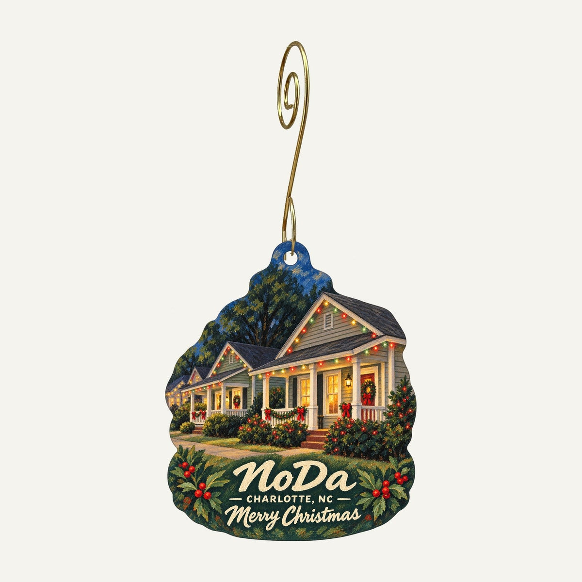 Pura Vida Worldly Art Christmas custom wood ornament OC387 hanging on hook