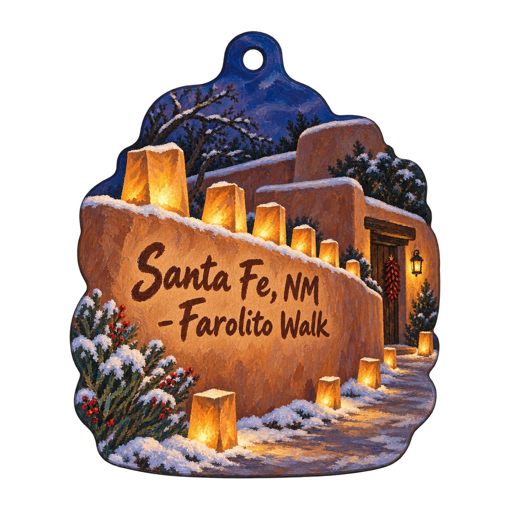 Santa Fe Hemp Christmas custom wood ornament OC393 on white